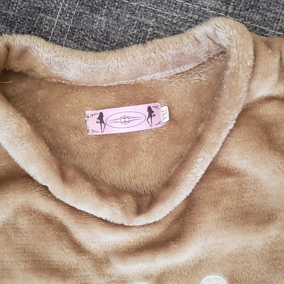 Soft Fuzzy Tan White Striped Pajama Set - Picture 5 of 5